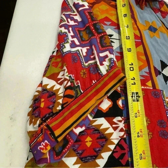 Christian Siriano women’s button down cropped geometric print size L - Picture 8 of 10